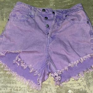 New Wild Fable lavender faded denim fringe shorts